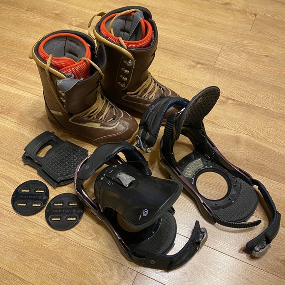 Vintage Burton P1 Snowboard Bindings & THIRTYTWO Boots - Picture 1 of 9